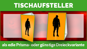 Tischaufsteller gestalten und drucken lassen