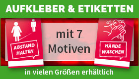 Aufkleber mit festen Motiven zu Hygiene und Gesundheit
