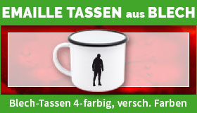 Emaille-Tassen aus Blech gestalten und drucken lassen